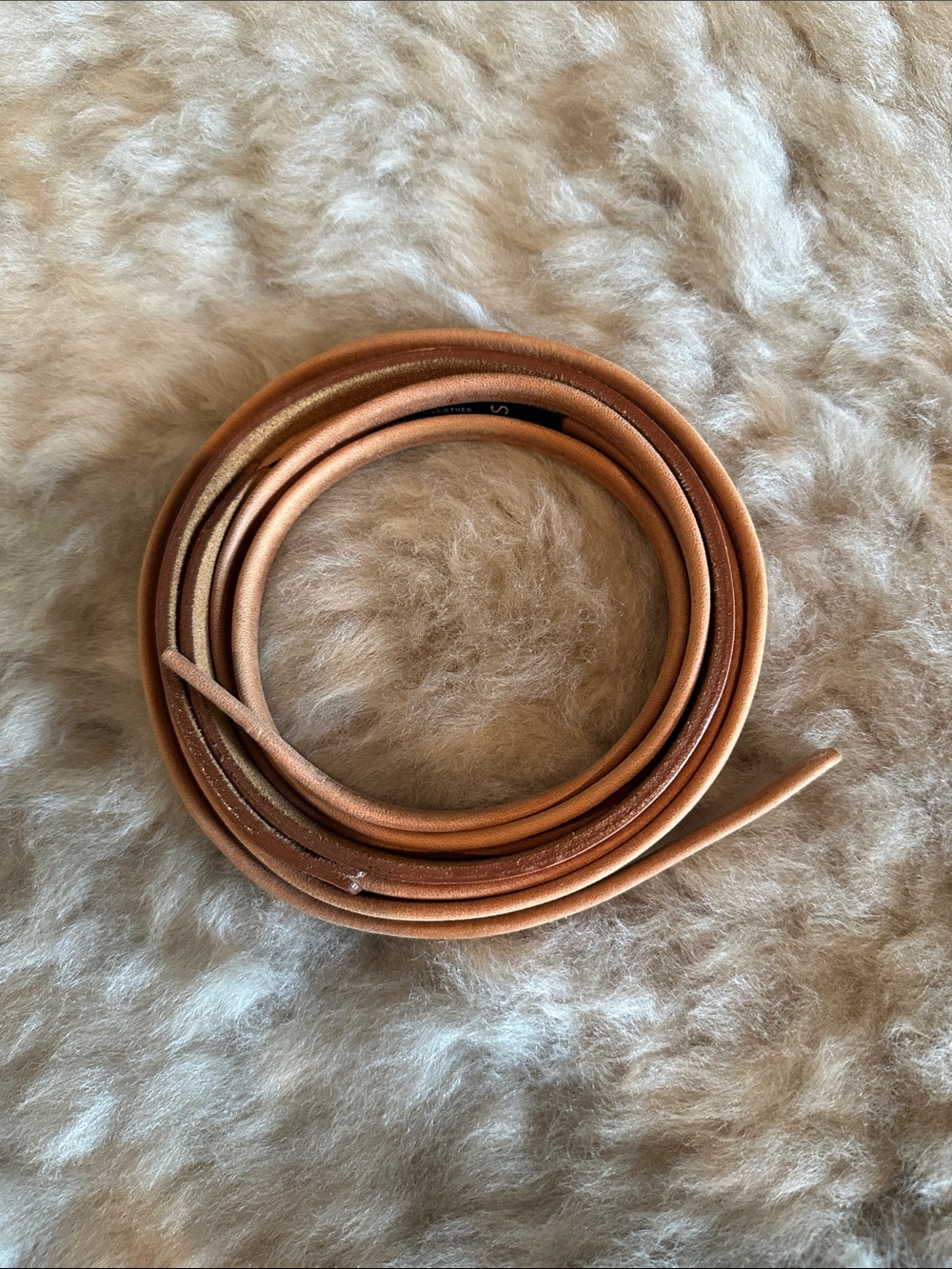 ADA | Skinny Wrap Leather Belt in Cognac - Picture 7 of 7